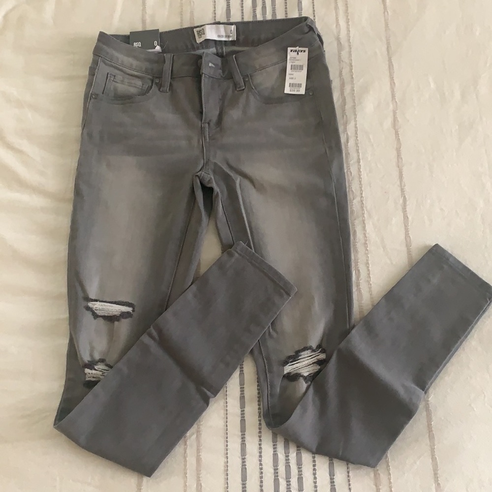 RSQ Ibiza Skinny Ripped Jeans in Light Grey - Size 0